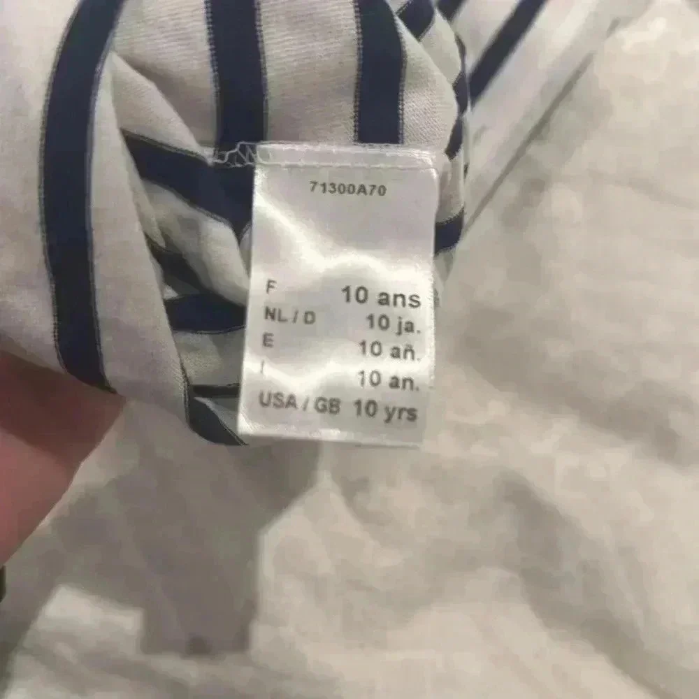 Saint James smiley shirt navy and white crew neck